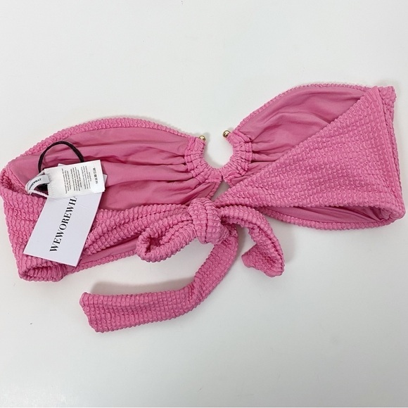 WeWoreWhat U-Ring Bandeau Pink Bikini Swim Top - Picture 4 of 5